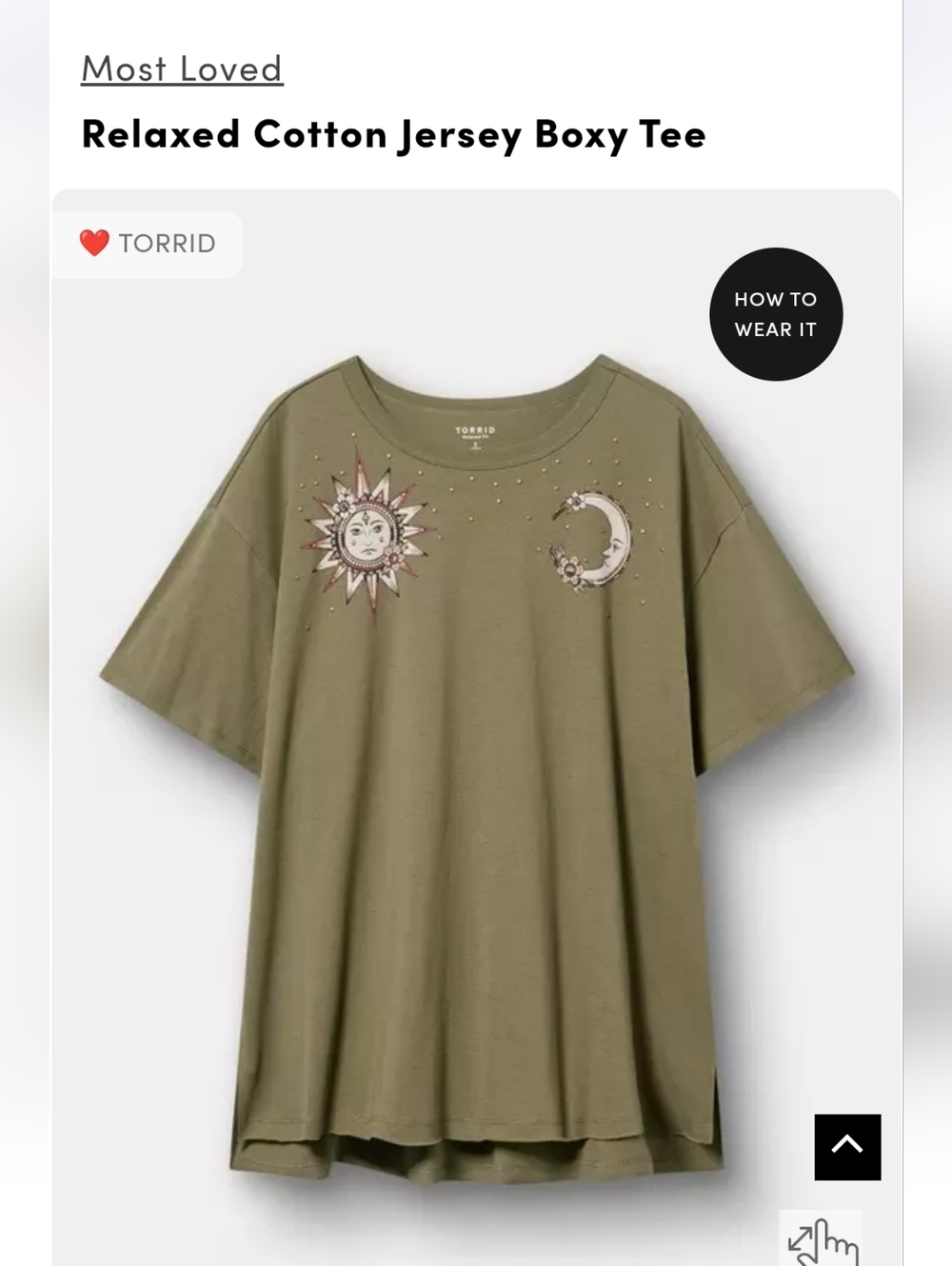torrid Olive Moon & Floral Graphic Boxy Tee